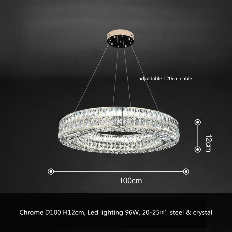 Afralia™ Crystal LED Pendant Light: Luxury Steel Hanging Lamp for Modern Foyer, Dining Room