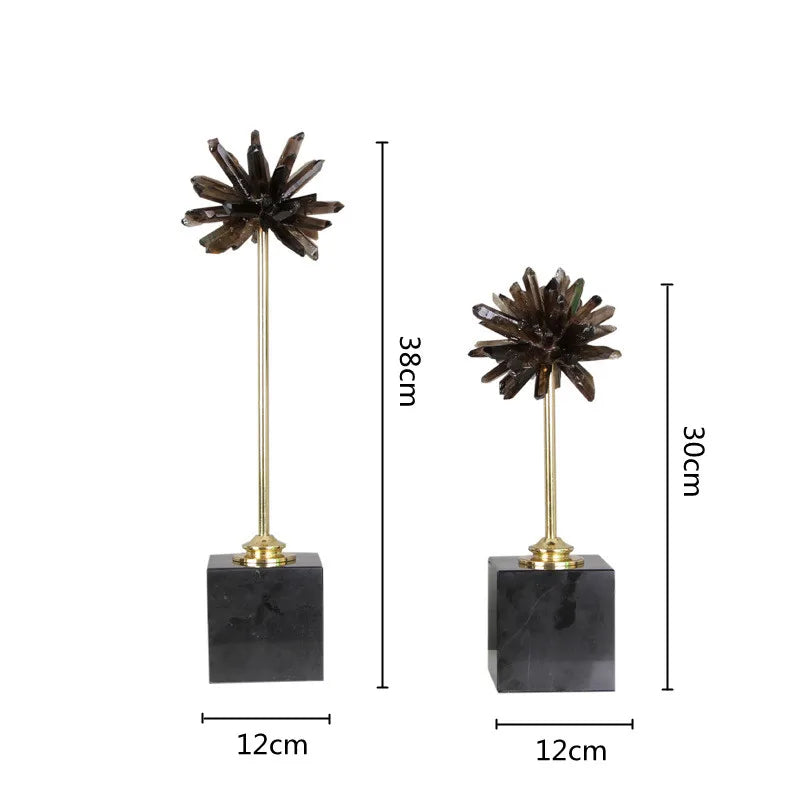 Afralia™ Crystal Handicraft Artificial Flower Metal Figurine Home Decor Accessory