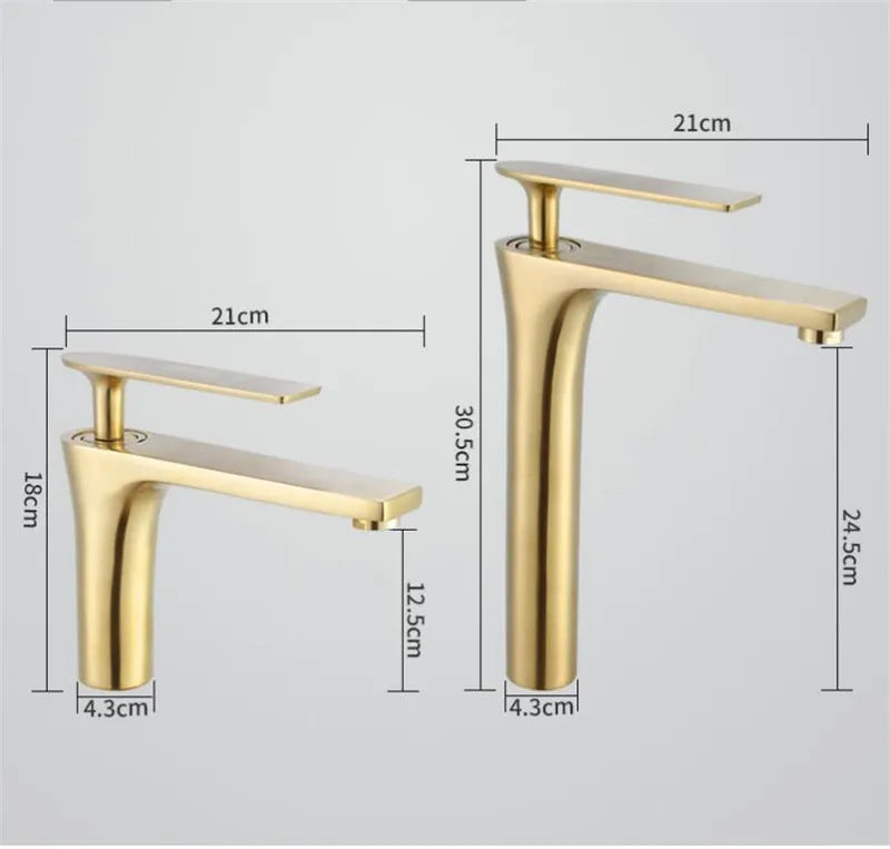 Afralia™ Brushed Gold Brass Basin Faucet Cold Hot Water Mixer Sink Tap Black/Chrome