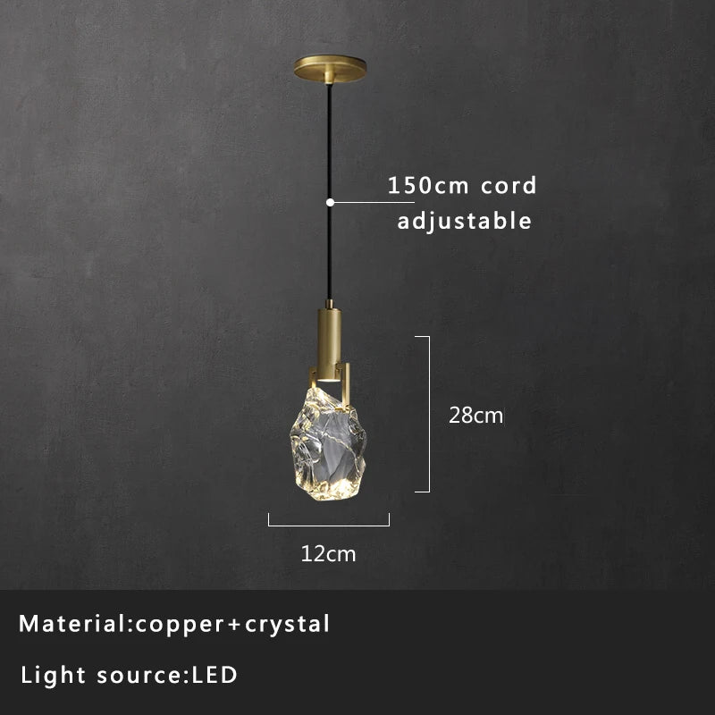 Afralia™ Crystal Copper Pendant Lights Gold Home Decor Glass Hanging Lamp