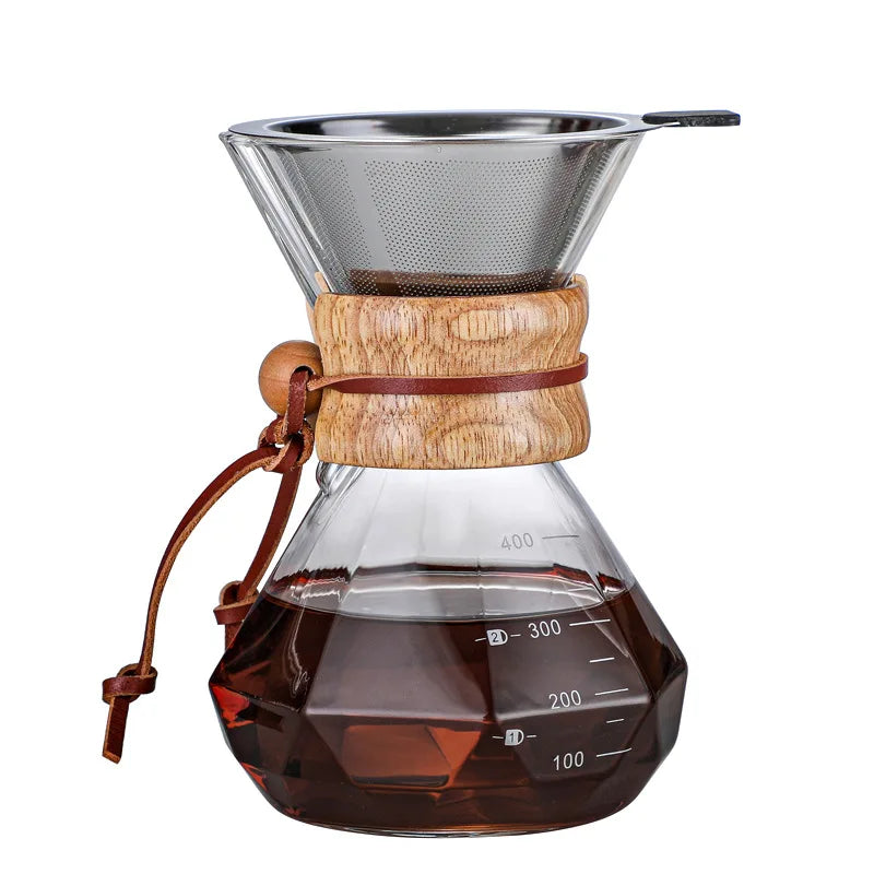 Afralia™ Glass Coffee Maker Hand Brewed Pot Drip Filter Cup Espresso Pot