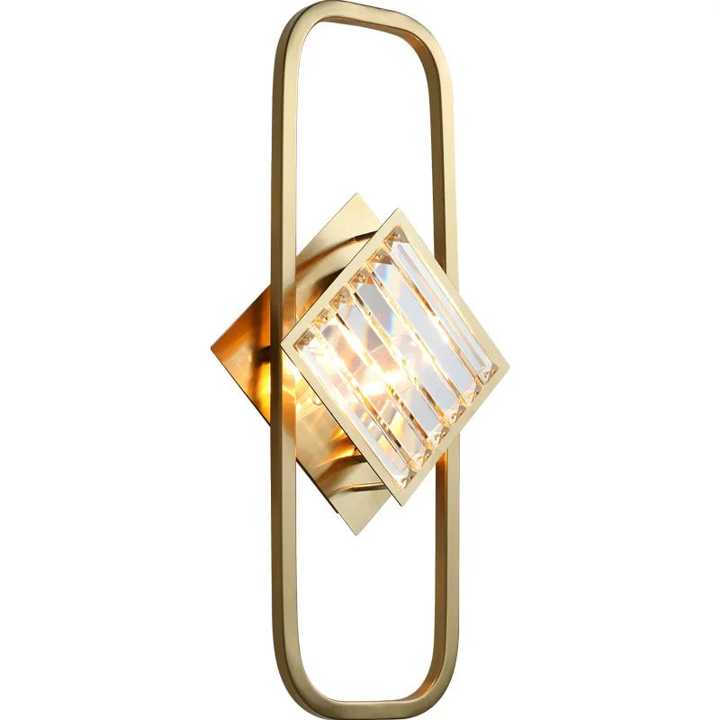 Afralia™ Crystal Gold Wall Lamp for Bedroom, Living Room, and Study Room