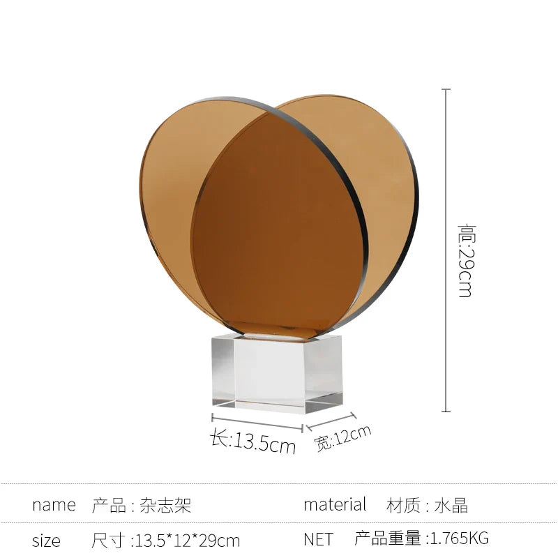 Afralia™ Acrylic Crystal Bookshelf Magazine Rack Geometric Circular Ornaments Amber Figurines