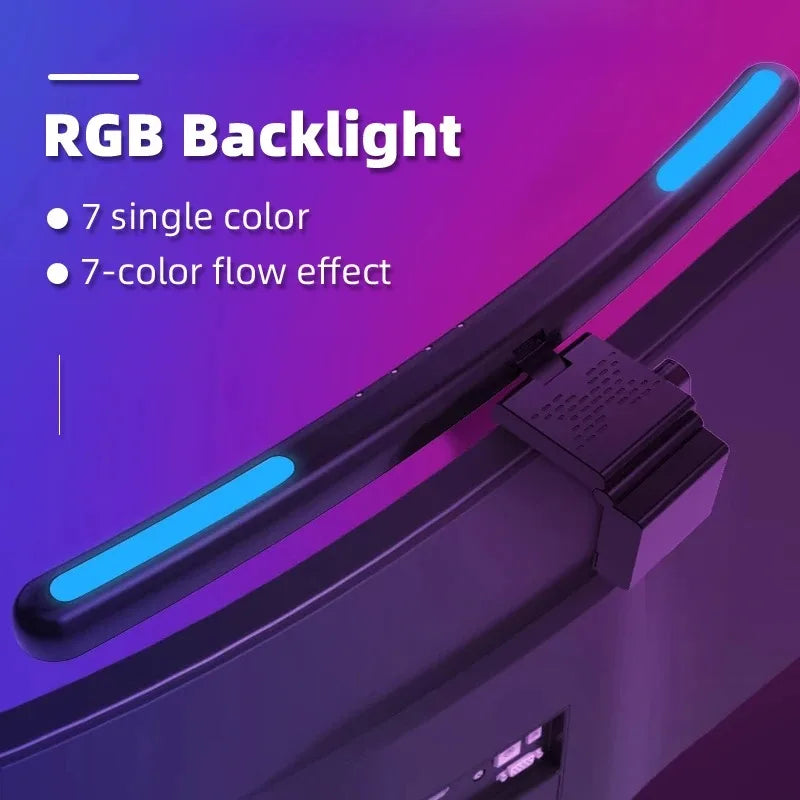 Afralia™ RGB Curved Monitor Screen Light Bar for PC USB Stepless Dimming & Eye-Care.