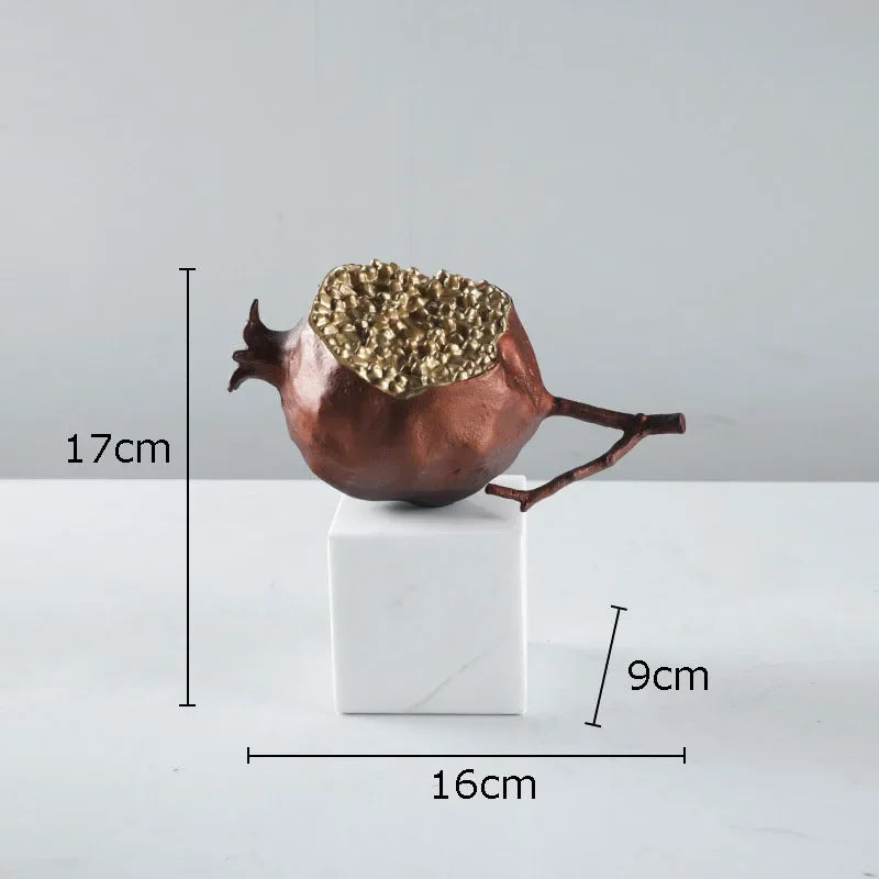 Afralia™ Golden Pomegranate Sculpture Desk Decoration