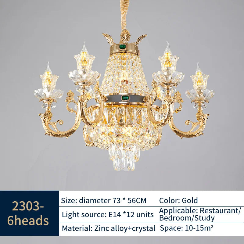 Afralia™ European Villa Crystal Chandelier for Living Room and Hotel Lobby