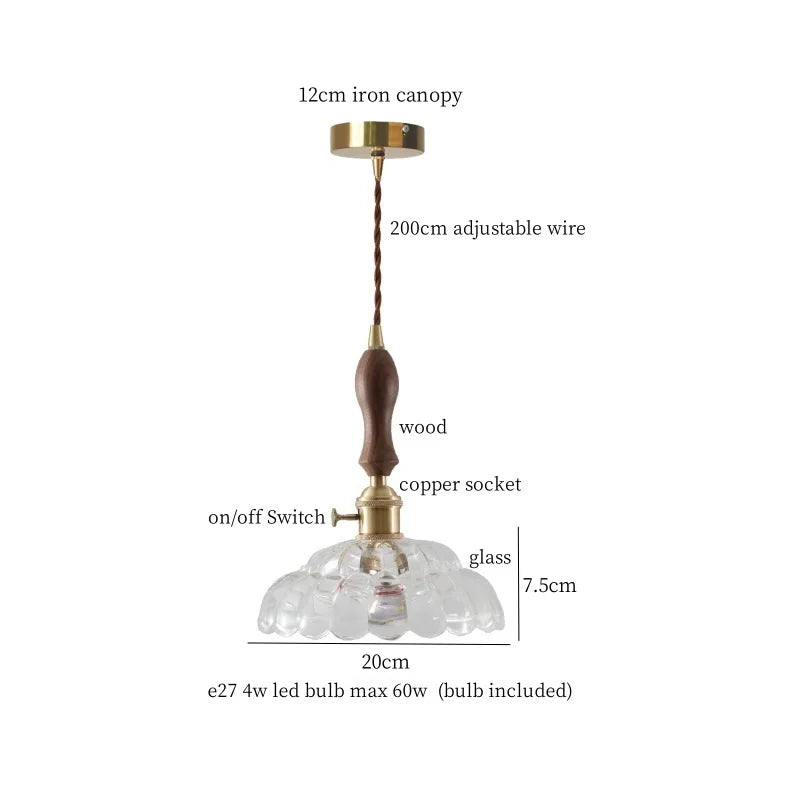 Afralia™ Amber Glass LED Hanging Lamp Japanese Vintage Pendant Lights for Bar Loft