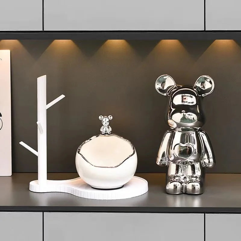 Afralia™ Ceramic Bear Tray: Modern Home Table Decor & Key Holder