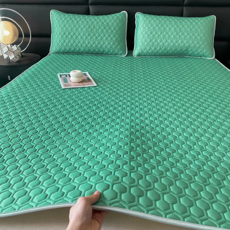 Afralia™ Cool Latex Filled Bed Sheet Set with Ice Silk Cooling Mat & Pillowcases