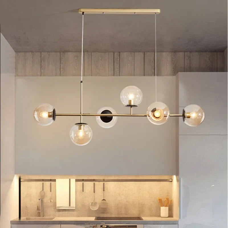 Afralia™ Glass Ball LED Pendant Light Modern Chandelier for Living Room Decor