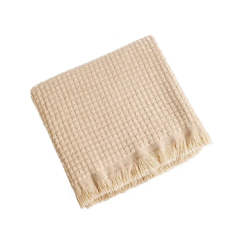 Afralia™ Wool Knitted Waffle Blanket - Soft Bedspread & Sofa Cover