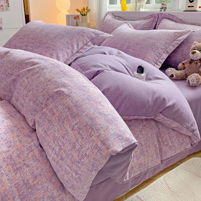 Afralia™ Plant Printed Cotton Brushed Duvet Cover Set for Double Bed