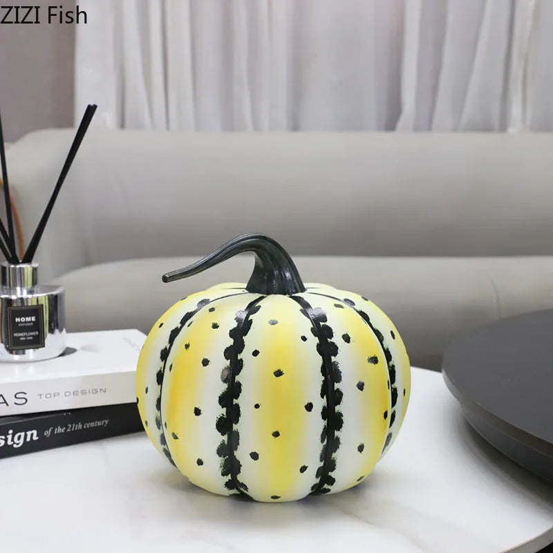 Black Speckled Pumpkin Sculpture for Desk Decor - Afralia™ Aesthetic Room Ornament