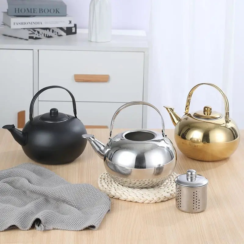 Afralia™ Stainless Steel Tea Kettle with Infuser Filter, Coffee & Green Tea Cookware
