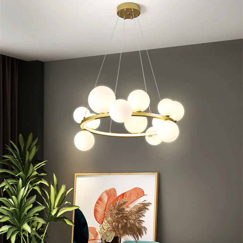 Afralia™ Branching Bubbles Chandelier in Black and Gold for Modern Dining Room
