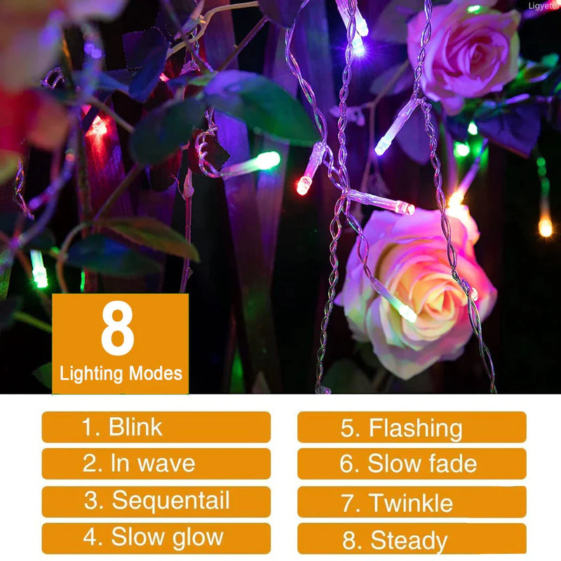 Afralia™ Solar Icicle Fairy Lights: Waterproof Outdoor Decor for Wedding, Party, Garden