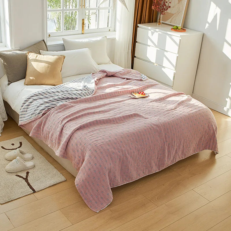 Afralia™ Nordic Cotton Gauze Throw Blanket for Sofa Bed, Boho Style Comforter Plaid