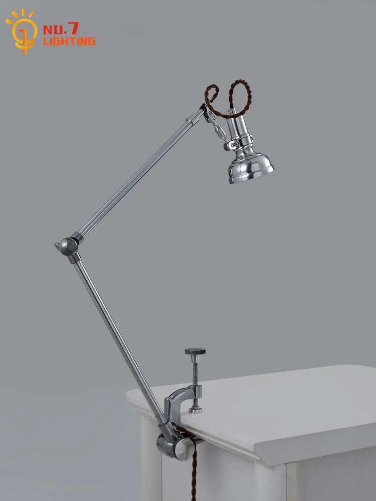 Afralia™ Swing Arm LED Table Lamp Industrial Retro Bedroom Study Desk Light