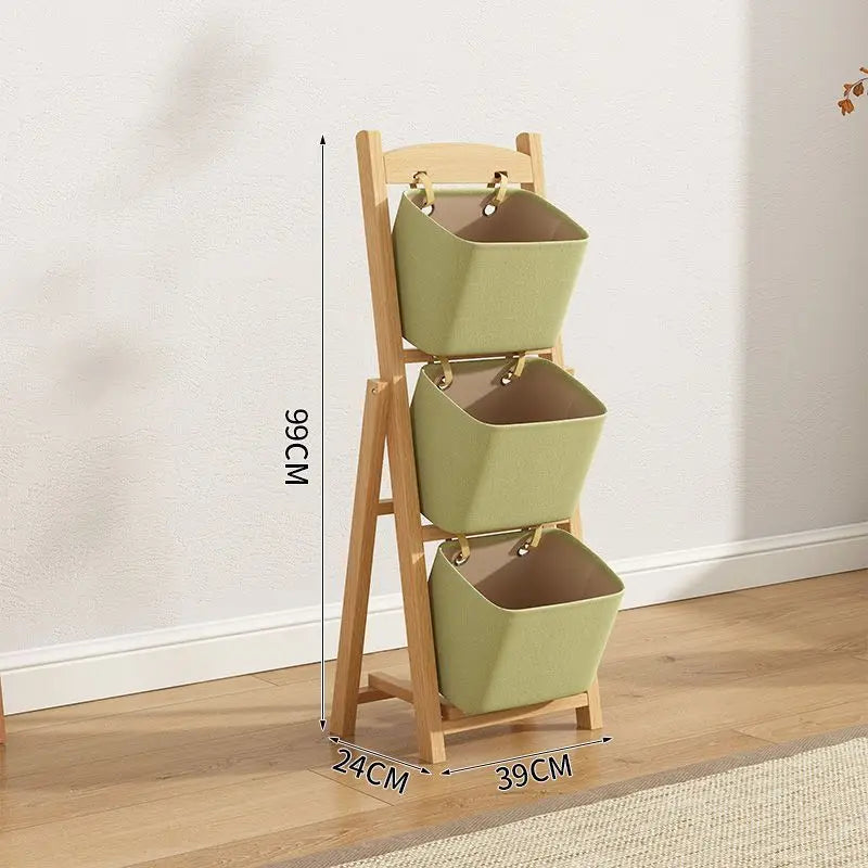 Afralia™ Solid Wood Storage Rack: Multi-layer Organizer for Living Room, Bedroom, Toys & Snacks