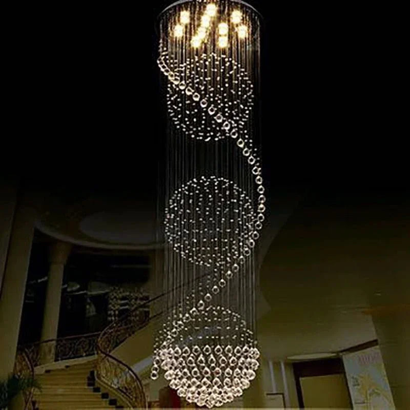 Afralia™ Crystal Spiral LED Chandelier for Living Room, Bedroom, Hotel - Modern Interior Lighting Fixture