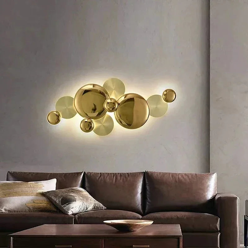 Afralia™ Postmodern LED Copper Disc Wall Lamp for Luxury Home Interior Lighting