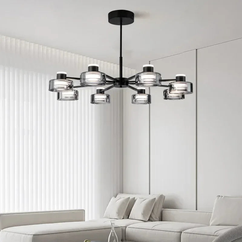 Afralia™ Glass LED Chandelier: Modern Minimalist Copper Pendant Light for Living Room & Bedroom