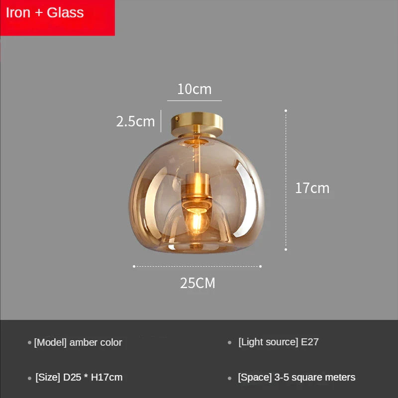 Afralia™ Glass Ball LED Ceiling Light: Modern Nordic Living Room Hallway Kitchen Interior Lamp