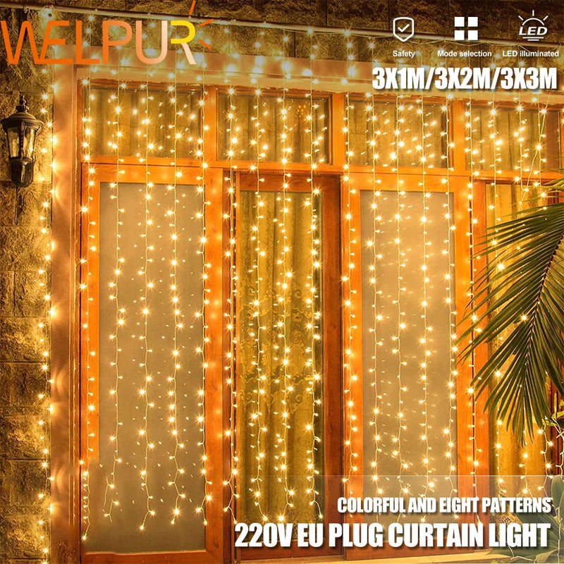 Afralia™ LED Curtain Icicle String Lights: Christmas Fairy Lamp for Wedding/Garden/Home Décor