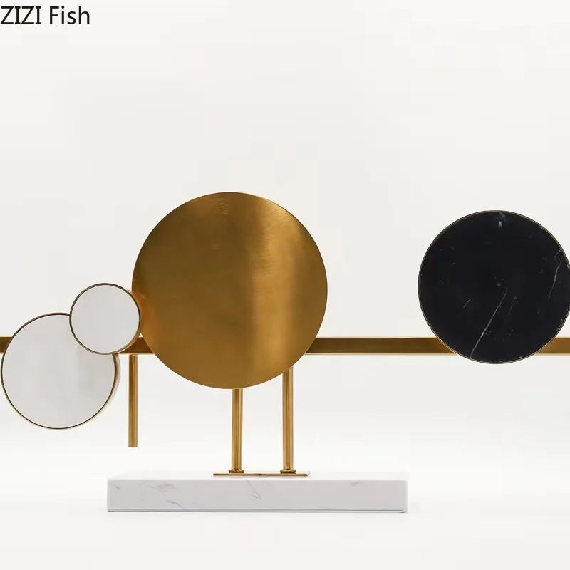 Afralia™ Circular Marble Sculpture on Base for Desk Decoration & Room Aesthetics