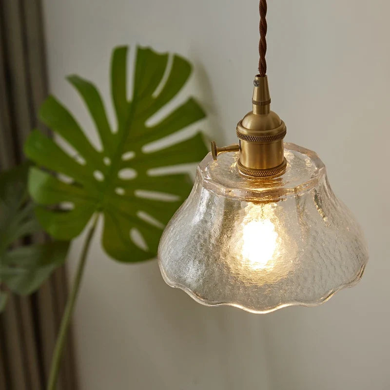 Afralia™ Copper Glass LED Pendant Lamp for Dining Living Room Bedroom Bar Nordic Style Hnaging Light