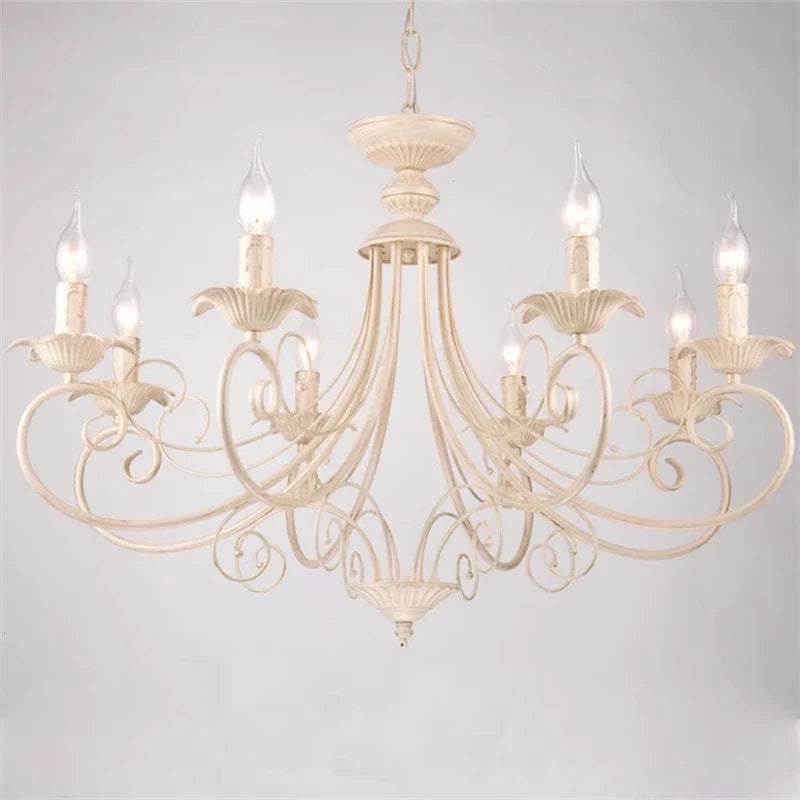 Afralia™ Vintage Wrought Iron Chandelier E14 Candle Light for Living Room Bedroom