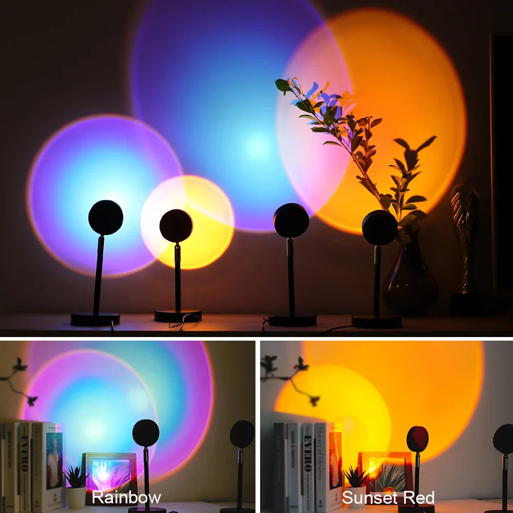 Afralia™ Rainbow Sunset LED Night Light Projector for Party Atmosphere