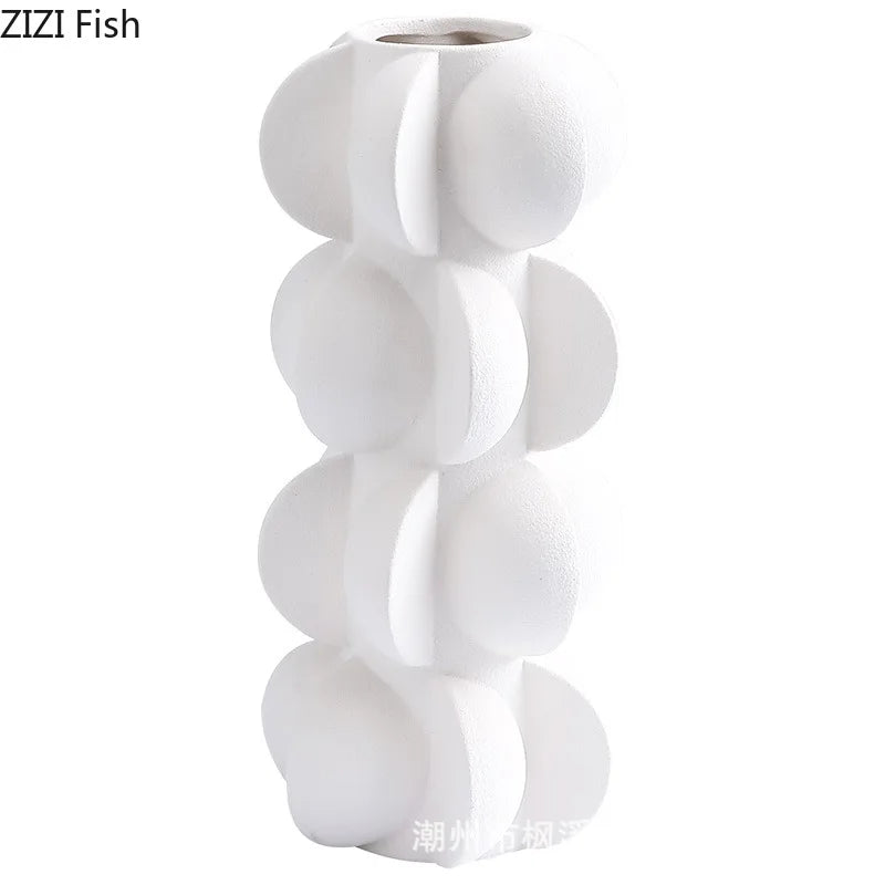 Afralia™ Geometric Spiral Resin Vase - Black and White Flower Vase for Home Decor