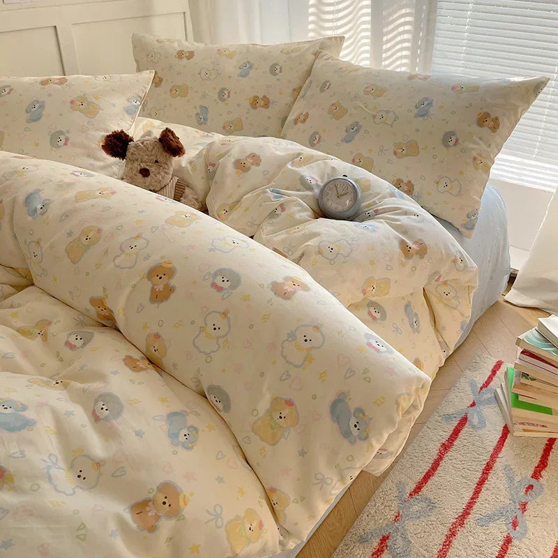 Afralia™ Cartoon Printed Cotton Bedding Set - Soft, Skin-Friendly Duvet Cover