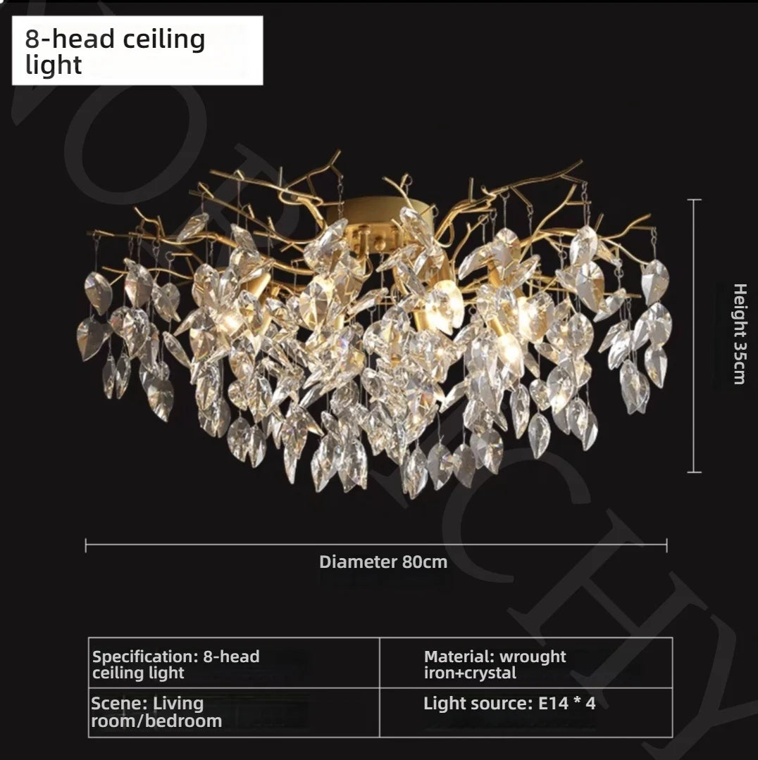 Afralia™ Luxury Gold Branch Ceiling Light Fixture