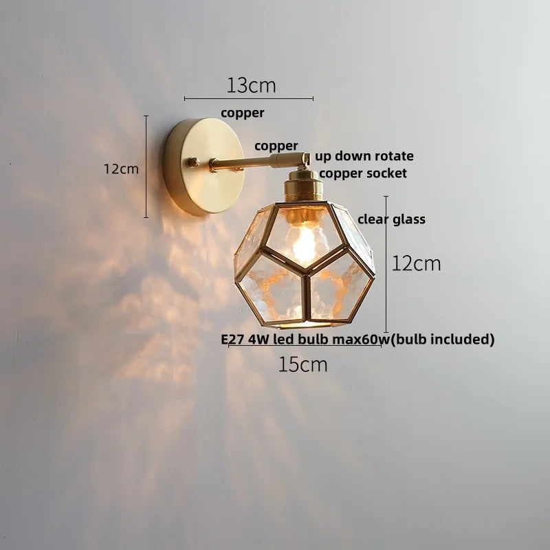 Afralia™ Colorful Square Glass LED Wall Lights with Pull Chain Switch, Tiffany Style