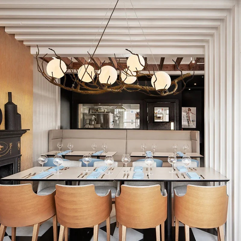 Afralia™ Retro Moon Chandelier: Modern Art Pendant Light for Living Room, Bedroom, Restaurant Fixtures