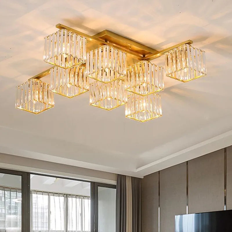 Afralia™ Square Crystal Ceiling Lamp: Modern Lighting for Living Room