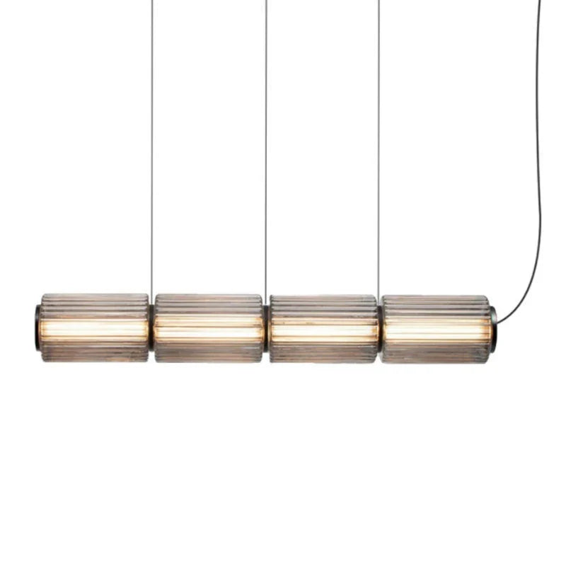 Nordic Style Linear Grey Glass Hanging Lamp Dimmable LED Ceiling Pendant Light by Afralia™
