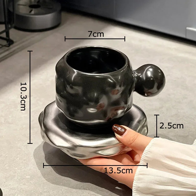 Afralia™ Matte Ceramic Cup&saucer Set for Dining Table, Coffee & Tea, Afternoon Tea, Fruit Juices