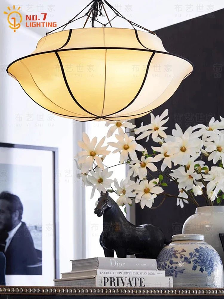 Afralia™ Silk Fabric LED Pendant Lights for Living Room, Bedroom, Kitchen Island