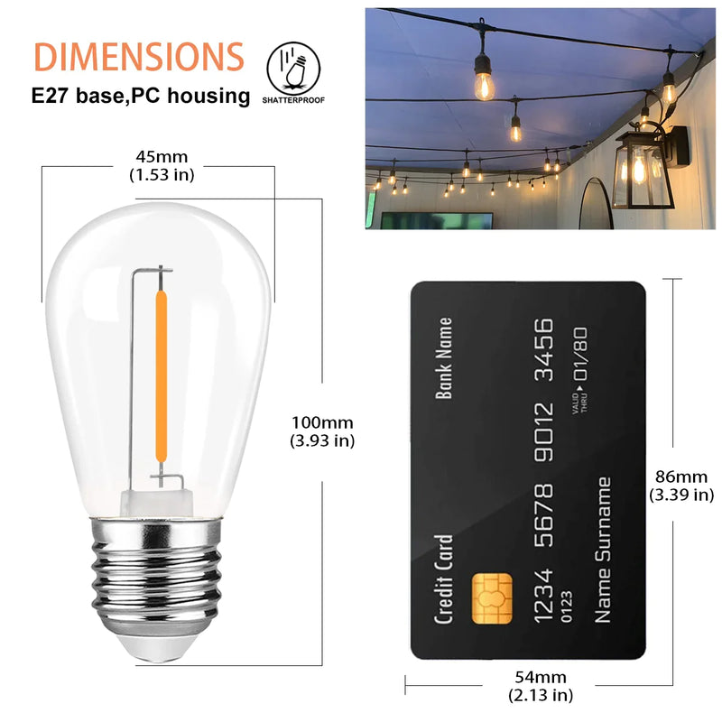 Afralia™ Dimmable LED Filament Bulb Warm White 2700K Shatterproof Waterproof IP44