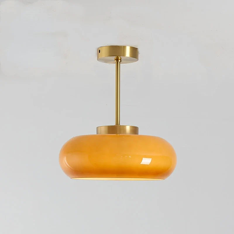 Afralia™ Medieval Brass Glass Pendant Lamp - Nordic Bauhaus Island Fixture
