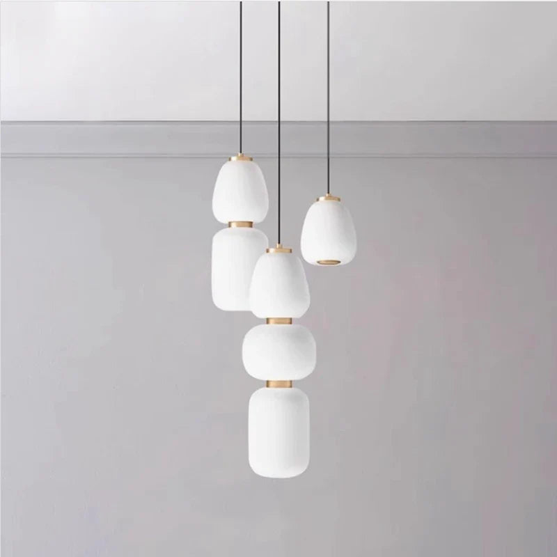 Afralia™ Milky White Glass Pendant Lamp: Modern Nordic LED Hanging Light for Dining, Living Room, Kitchen.