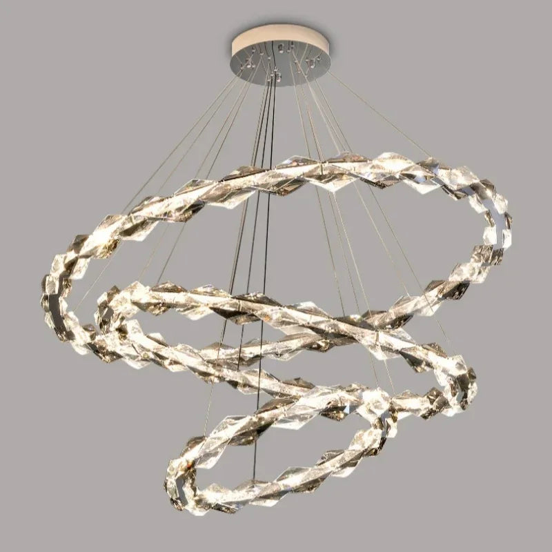 Afralia™ Circle K9 Crystal Pendant Chandelier LED Hall Villa Hanging Light