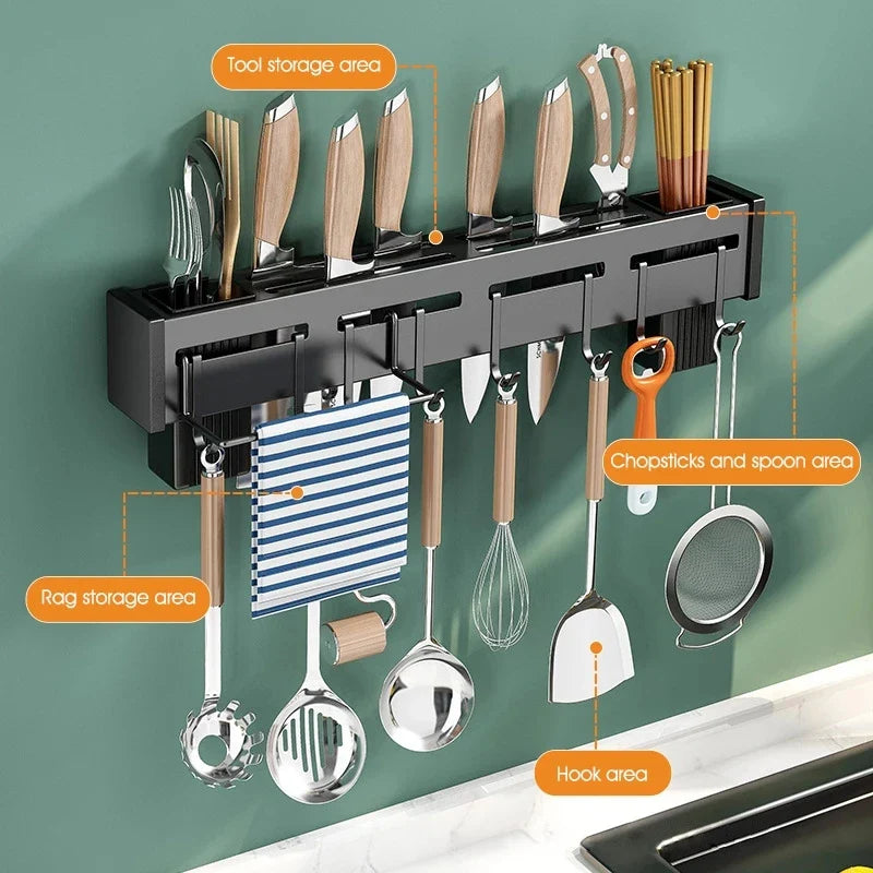 Afralia™ Kitchen Organizer: Wall-mounted Multifunction Knife and Chopsticks Storage Rack
