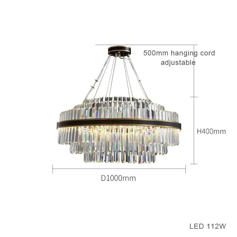 Afralia™ Black LED Crystal Chandelier for Dining Room Luxury Design