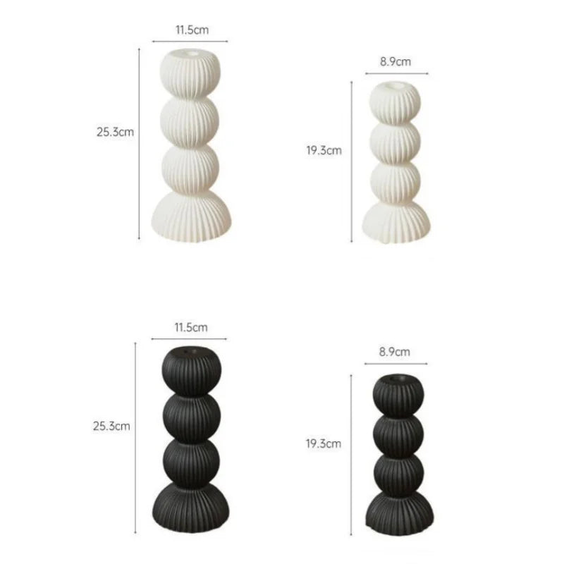 Afralia™ Geometric Ceramic Candle Holder Ornaments Sphere Stripes Decoration Candlestick