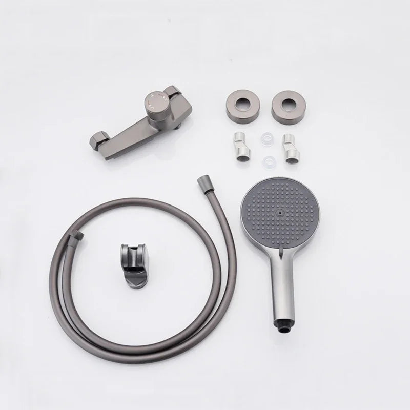 Afralia™ Waterfall Shower System with Adjustable Brass Holder, Hot Cold Mixer Taps
