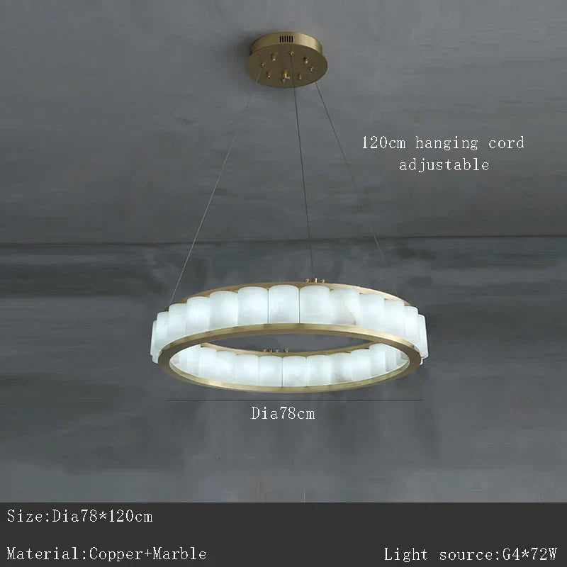 Afralia™ Spanish Marble Brass Chandelier: Luxury LED Lighting for Hotels & Villas